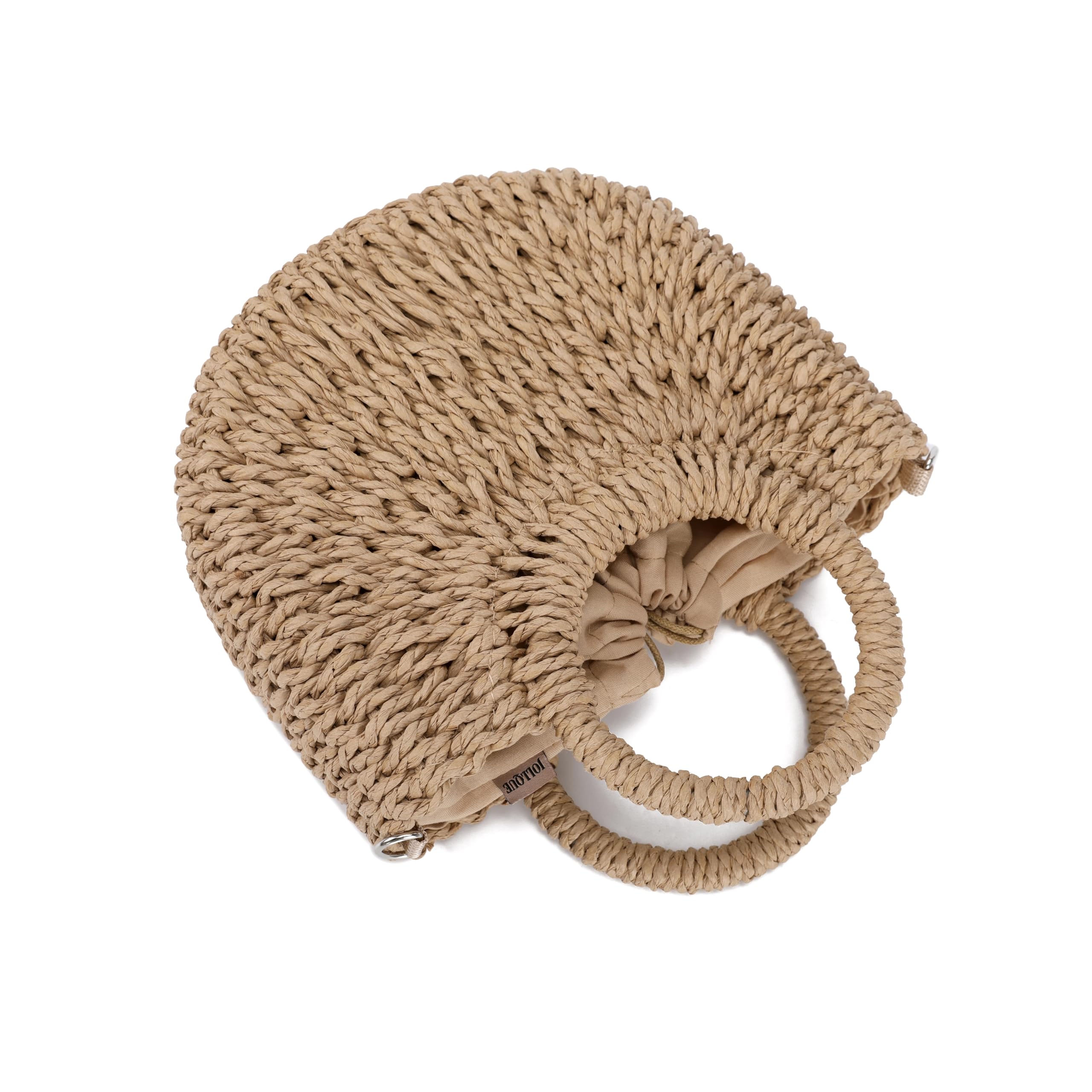 JOLLQUE Straw Beach Bag for Women - Handwoven Summer Tote Purse with Tassel & Top Handle, Boho Clutch Handbag for Vacation, Pool Party & Beach Accessories