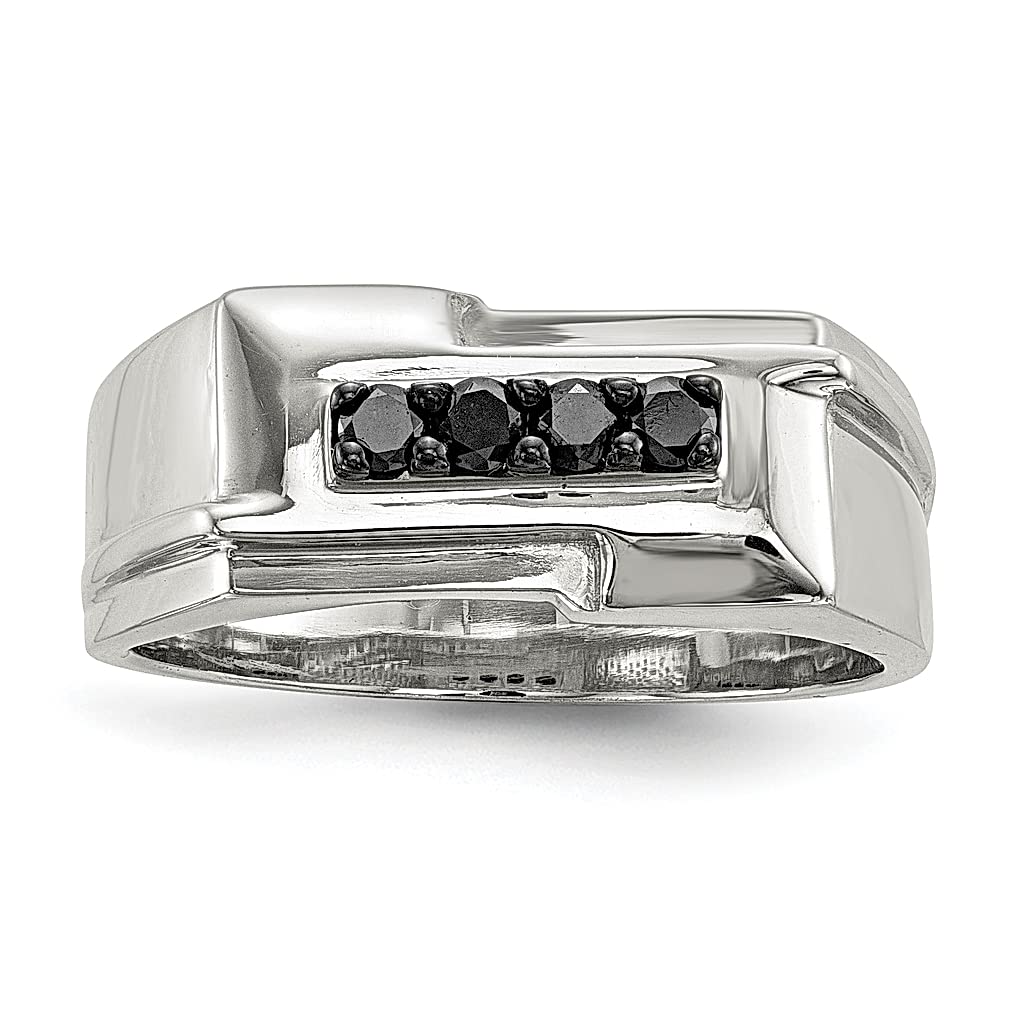 925 Sterling Silver Men's Black Diamond Wedding Band Ring - Durable & Hypoallergenic Fine Jewelry for Men - Perfect Gift for Dad, Husband, Boyfriend - Ideal for Engagements, Anniversaries & Special Occasions