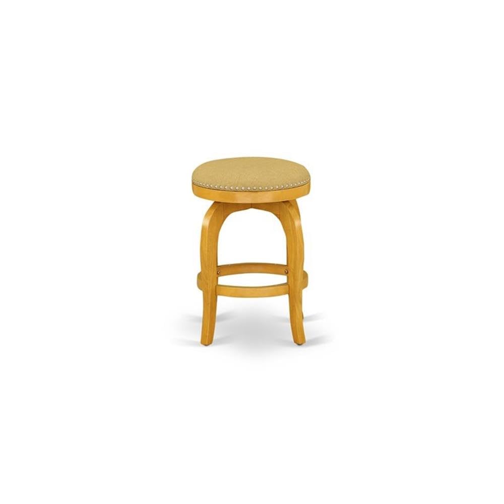 East West Furniture 3-Piece Counter Height Dining Set - 30x30 Inch Round Kitchen Table with Pedestal Base & 2 Backless Stools, Oak Finish - Perfect for Small Spaces, Breakfast Nooks & Modern Kitchens