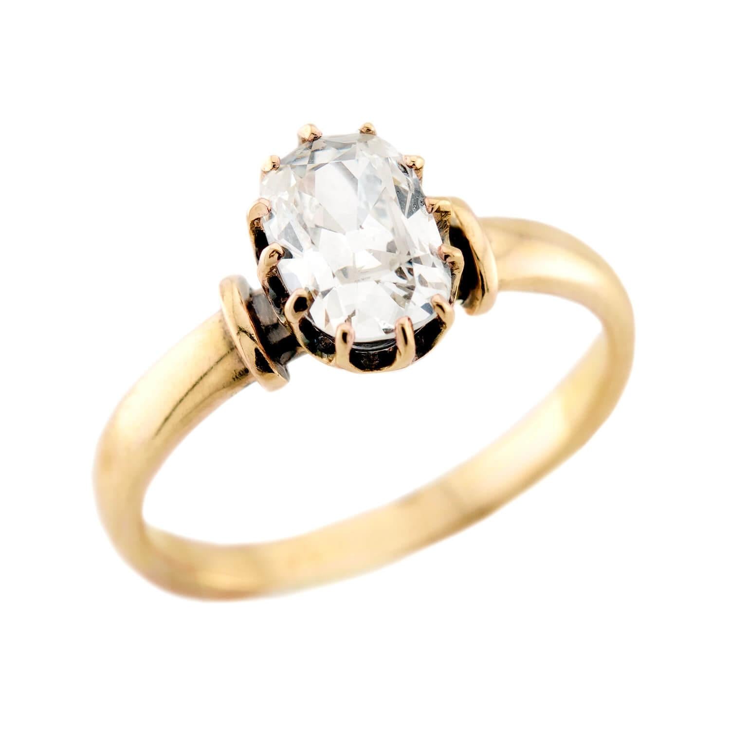 Victorian Style 18k Gold GIA Certified Diamond Engagement Ring - 1.06 Carat Solitaire for Wedding Proposal & Anniversary Gift