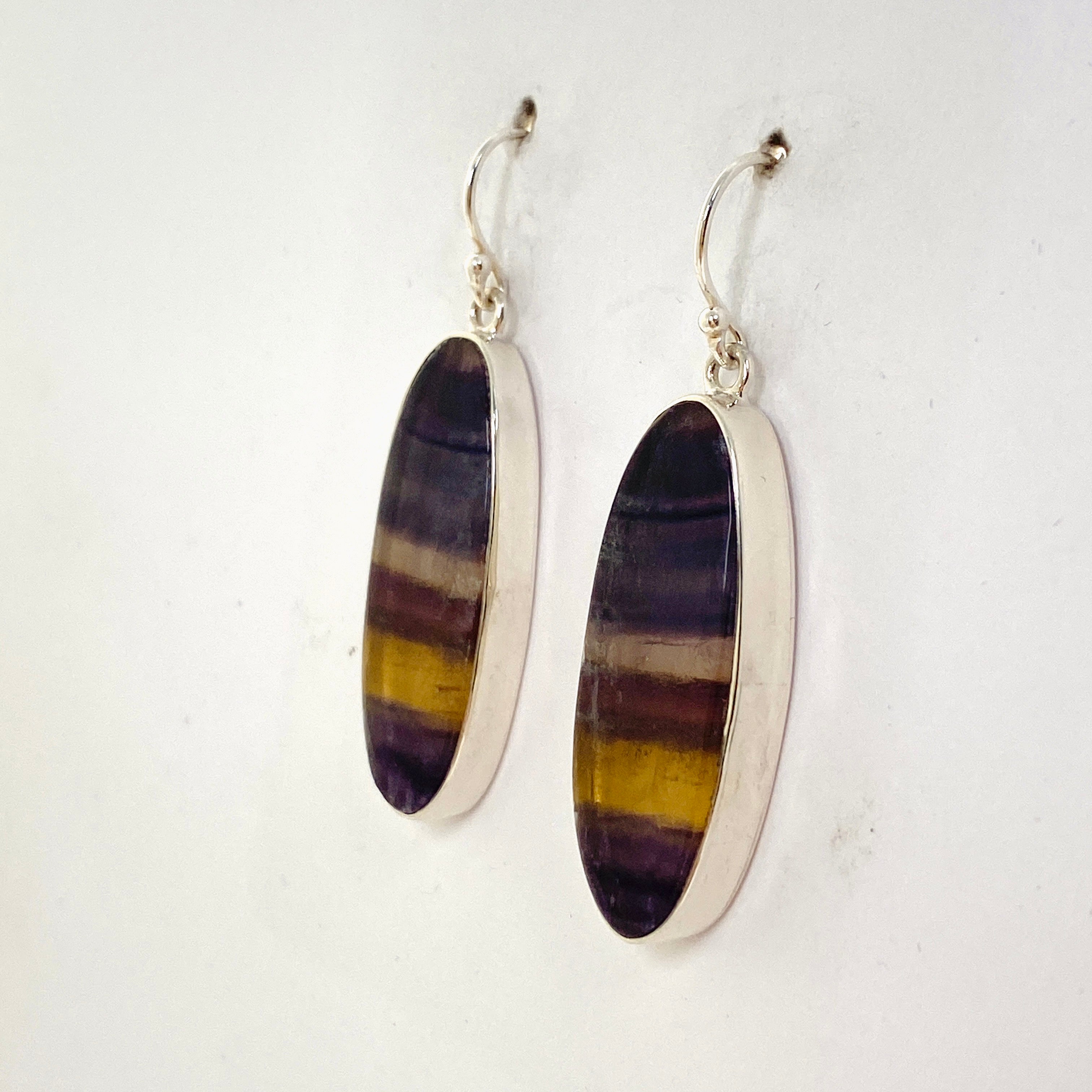 Natural Fluorite Oval Cabochon Earrings - Handmade Gemstone Jewelry for Women | Perfect for Gift Giving, Weddings & Special Occasions