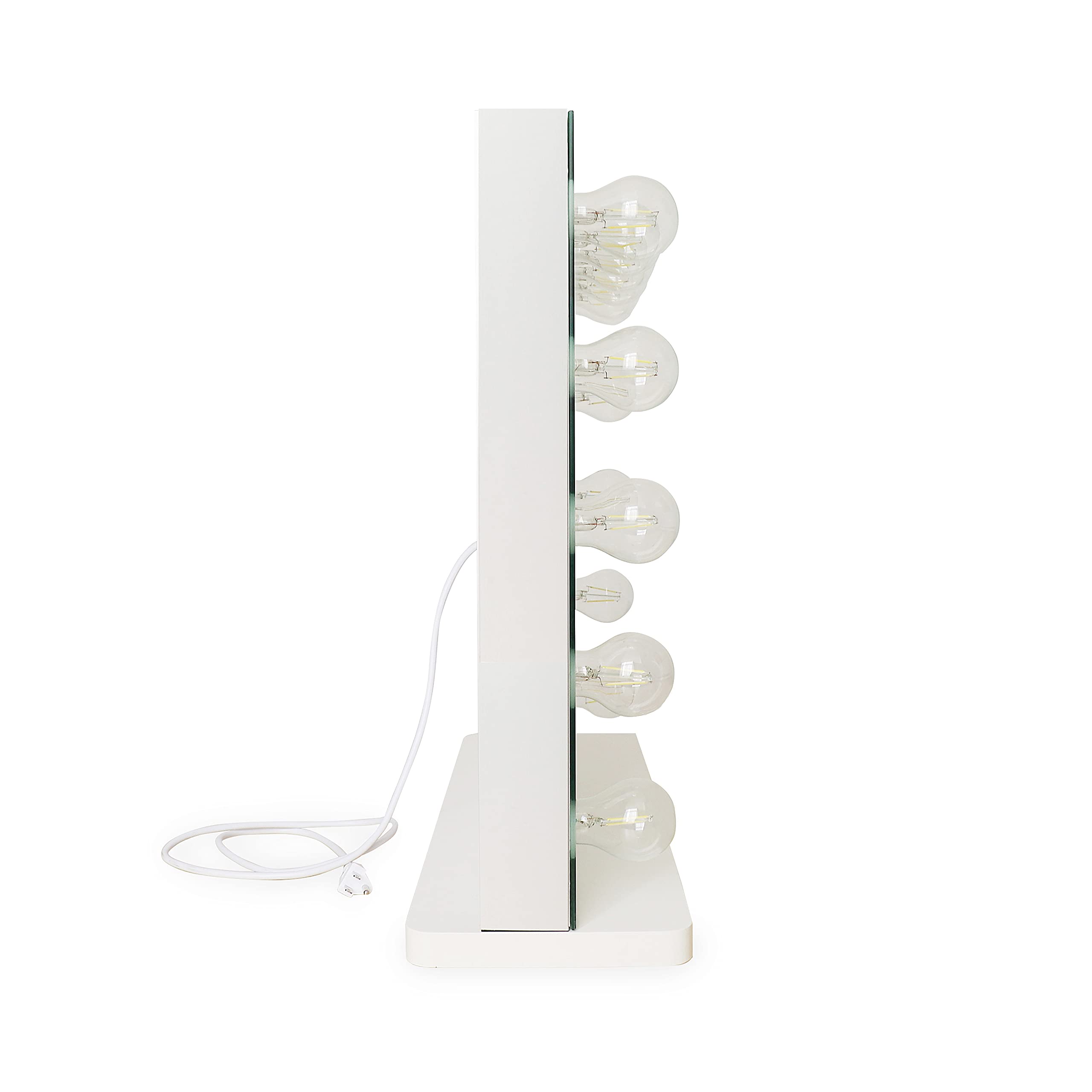 Tov Furniture Lola Square Vanity Mirror with LED Lights - Modern Dressing Table for Bedroom & Bathroom Makeup Station
