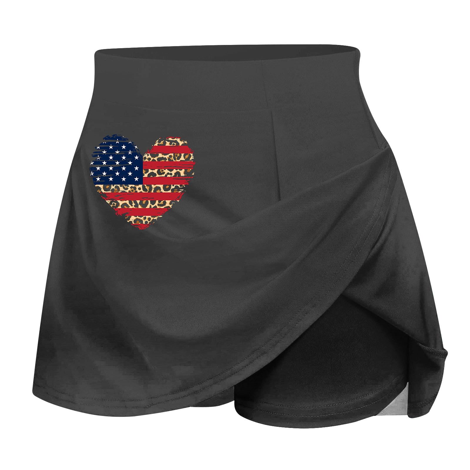 Women's 4th of July Running Shorts - Elastic Waist Athletic Shorts with Skirt for Exercise, Lounge & Workout | Perfect for Jogging, Gym, Yoga & Summer Outdoor Activities