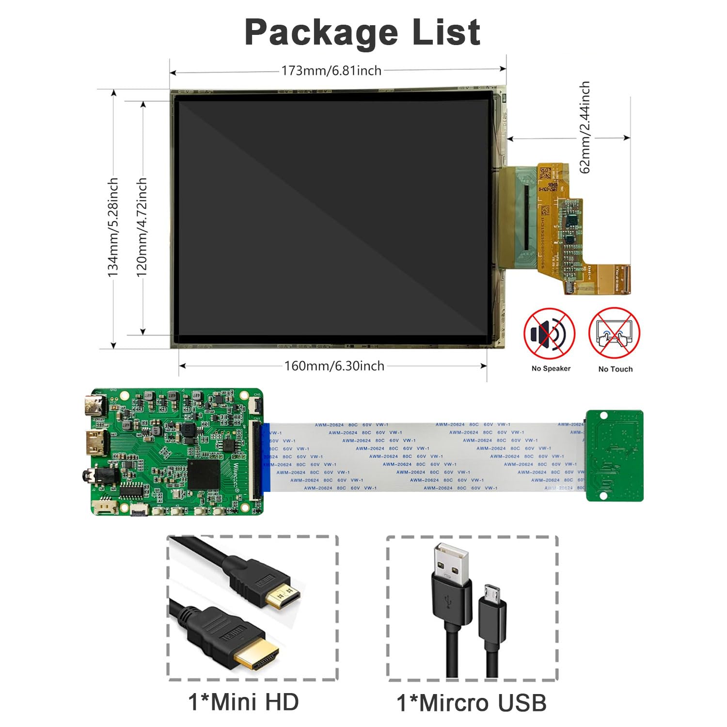 7.8 Inch Flexible AMOLED Display - FHD 1920x1440 Curved Bendable Screen with HDMI Driver Board | DIY Prototype OLED Monitor Kit (No Enclosure) | Compatible with Windows, Mac, Linux | Perfect for Wearable Tech, Smart Devices & Interactive Displays