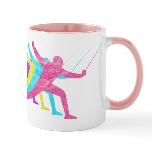 White/Pink Inside - Fencing. 80S Rainbow Colors. Mugs