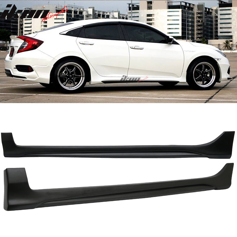 2016-2021 Honda Civic Sedan & Hatchback Side Skirts - AVS Style Unpainted Body Kit for 4 Door & 5 Door Models - Enhance Your Car's Sporty Look for Street Racing & Car Shows