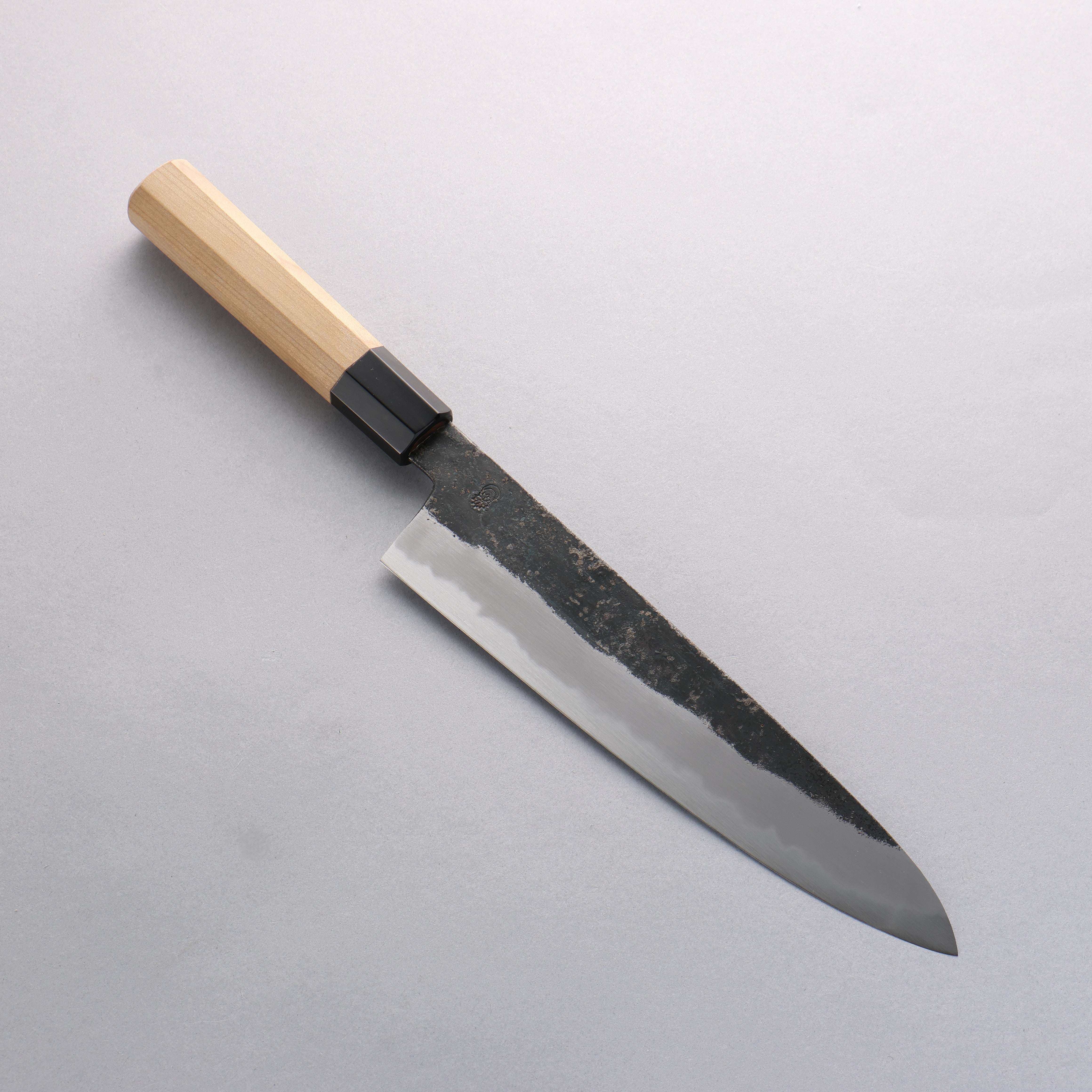 Premium Kikuzuki White Steel No.2 Gyuto Chef Knife 240mm - Black Finish with Magnolia Wood Handle - Perfect for Sushi, Meat Slicing & Professional Kitchen Use