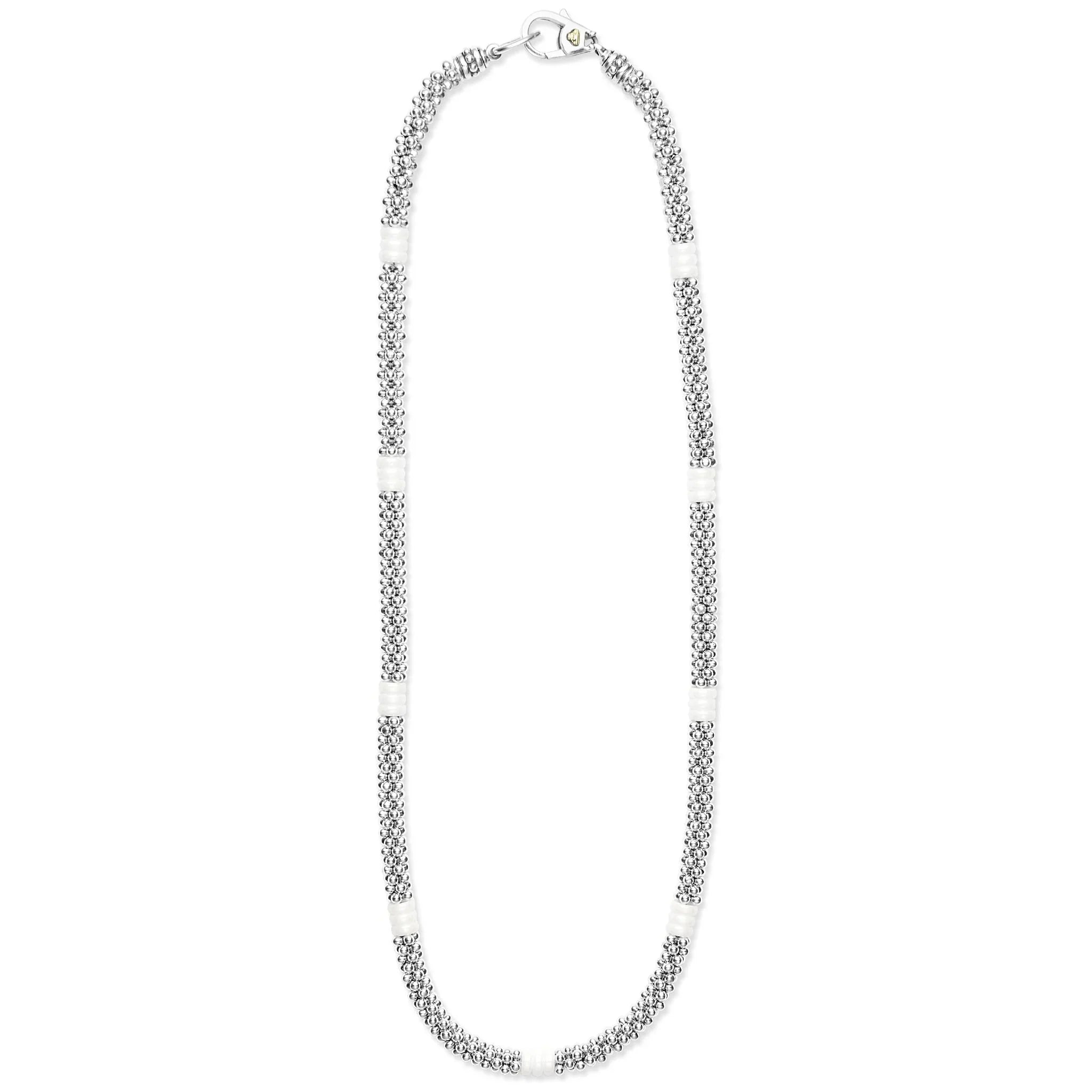 Elegant Ceramic Three Bead Station Caviar Necklace for Women - Perfect for Evening Parties, Weddings & Special Occasions