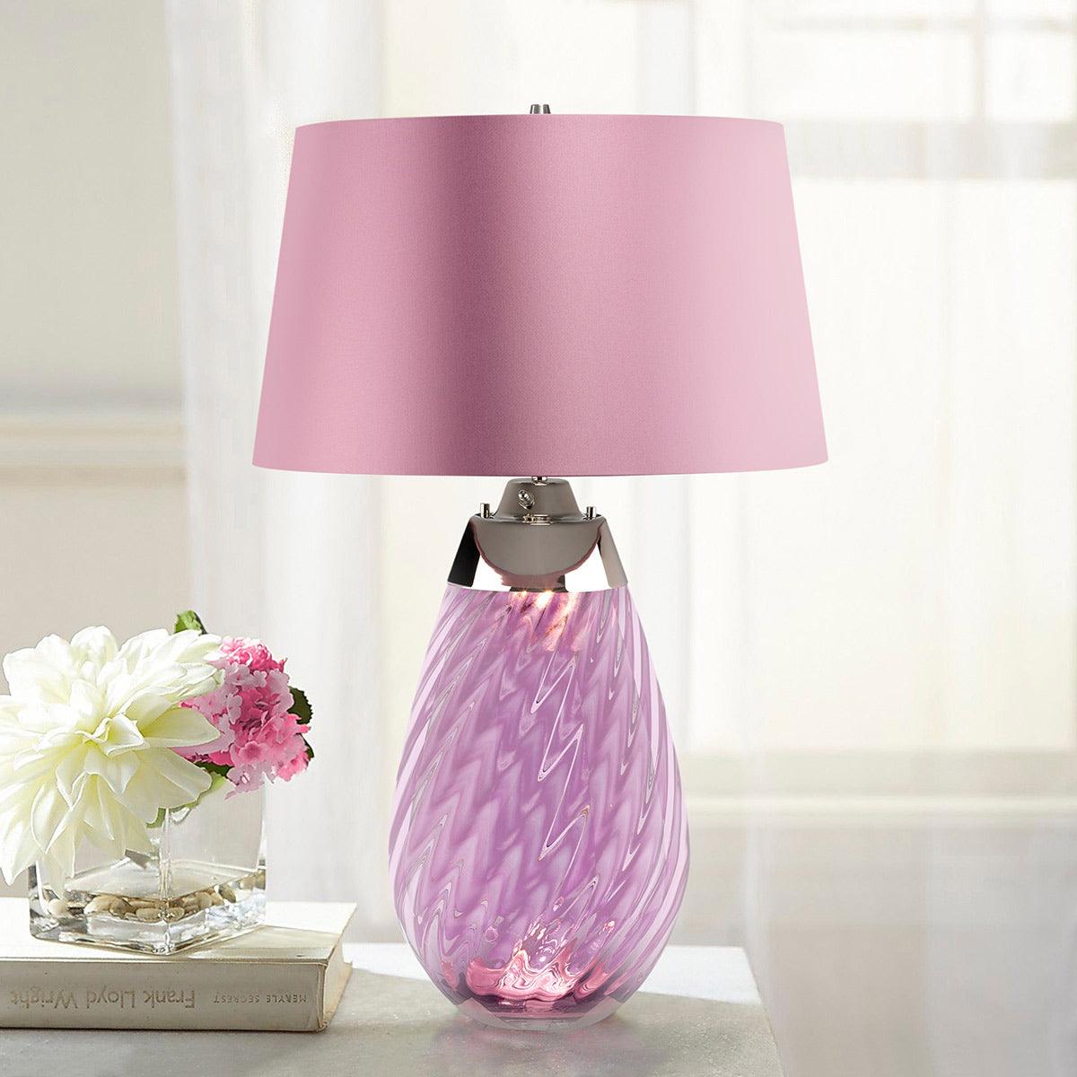 Elstead Lighting Lena 2-Light Large Plum Glass Table Lamp - Elegant Home Decor for Living Room, Bedroom & Office