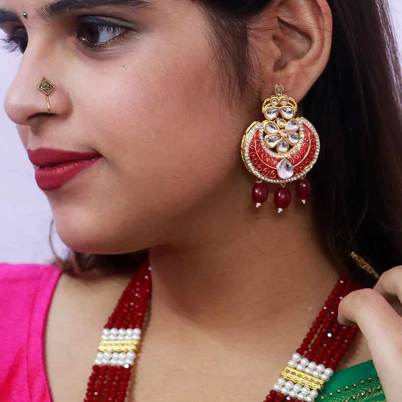 Luxury Gold Plated Royal Kundan Long Necklace for Women - Elegant Indian Bridal Jewelry for Weddings, Parties & Special Occasions