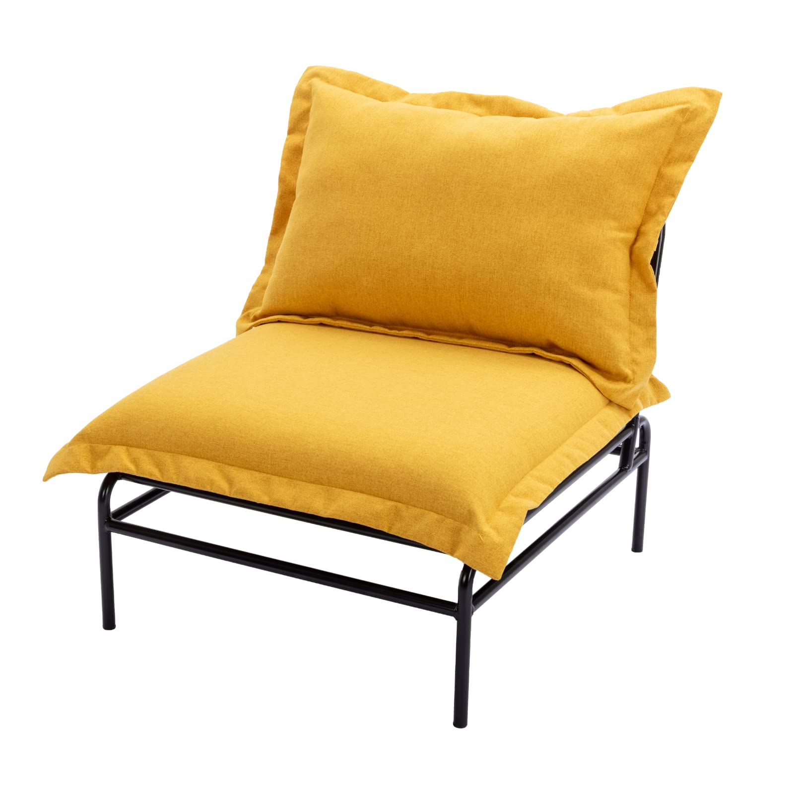 HEAH-YO Modern Accent Chair - Comfortable Living Room Chair with Breathable Linen Cushions & Sturdy Metal Base - Small Sofa Chair for Bedroom, Office or Reading Nook - Yellow Home Decor