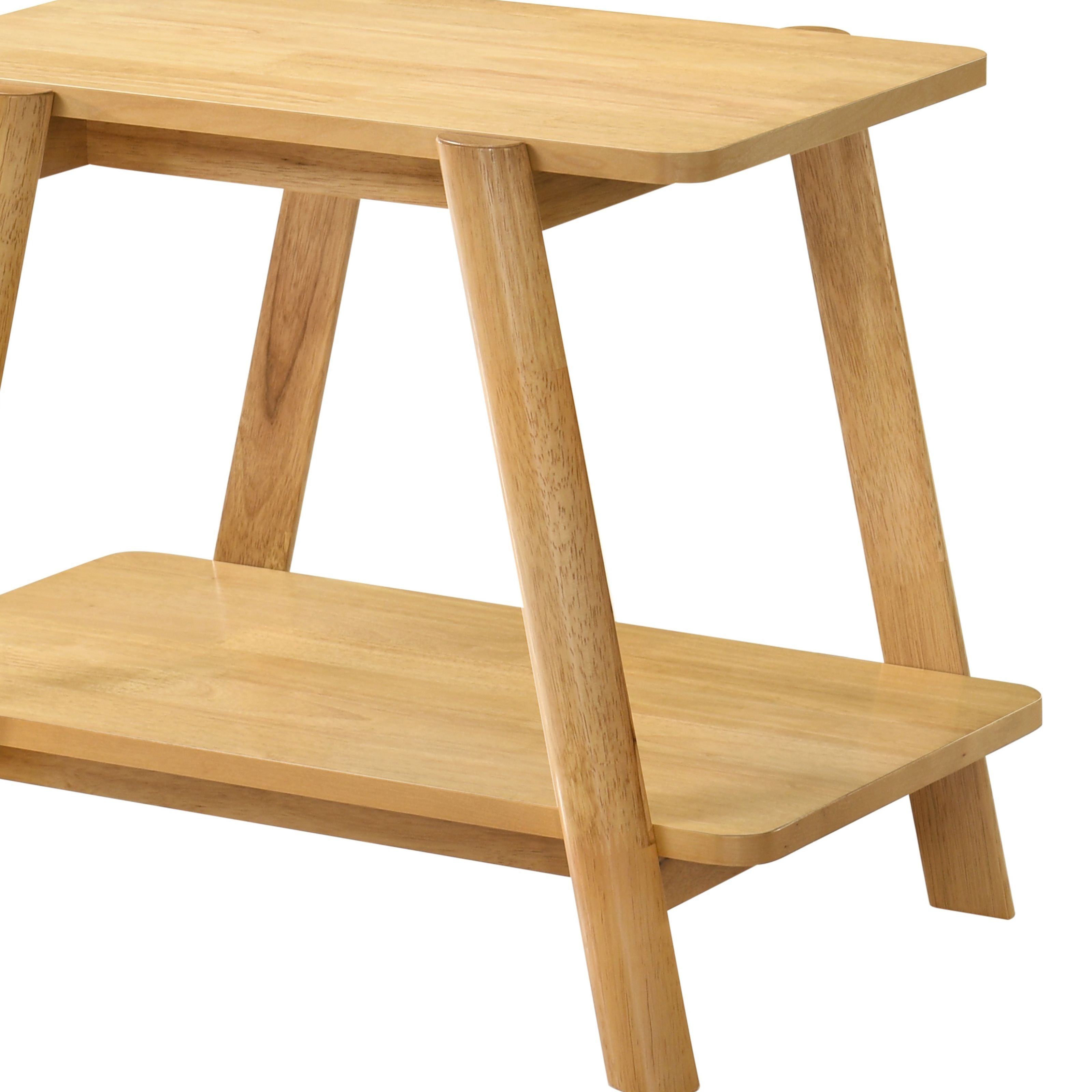 Mid Century Modern Wood Shelf End Table by Roundhill Furniture - Stylish Side Table for Living Room, Bedroom & Office Decor