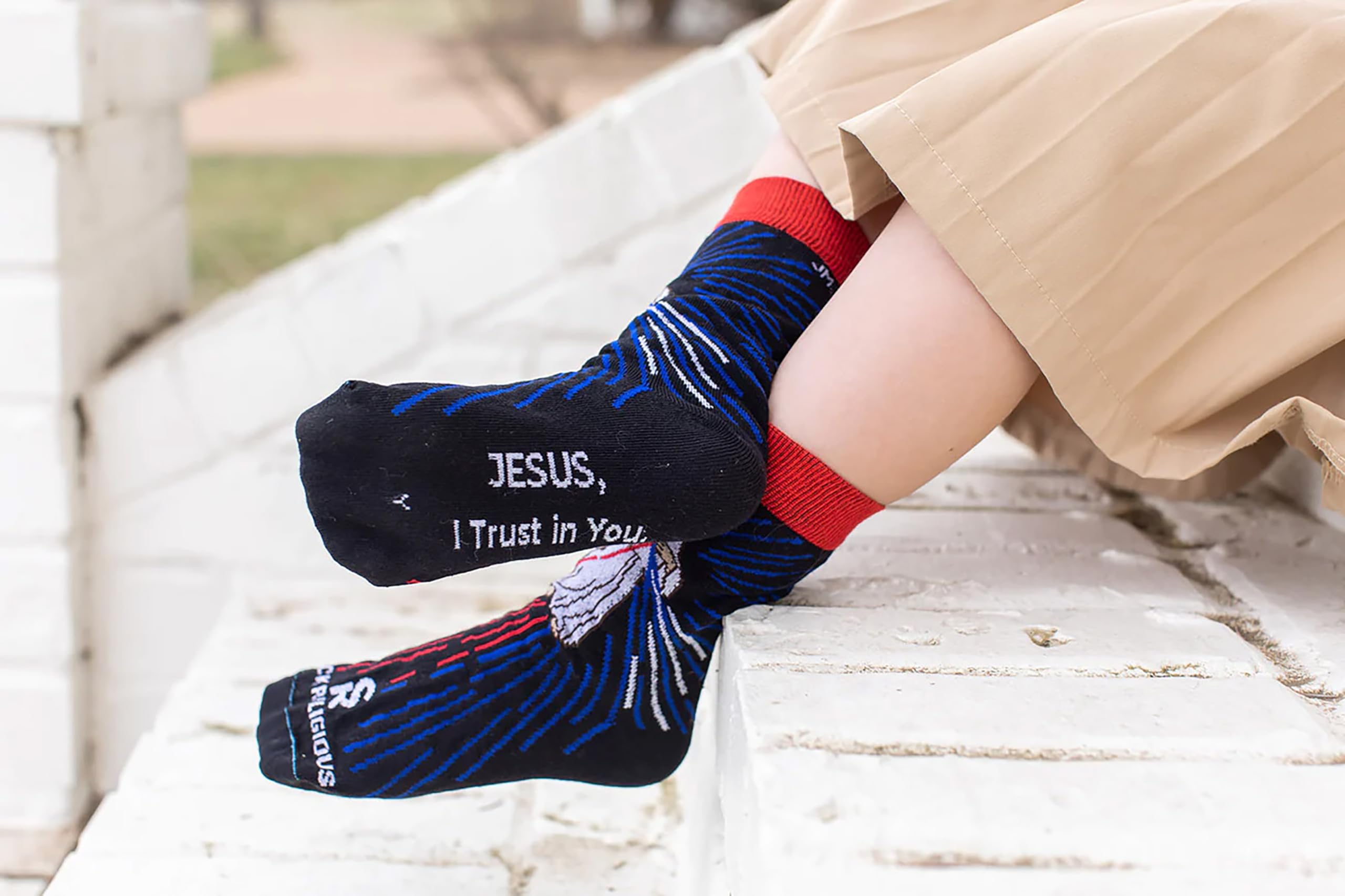 Religious Patron Saint Themed Crew Socks for Men & Women - Comfortable Polyester Blend Catholic Inspirational Fun Socks - Perfect for Church, Daily Wear & Gift Giving