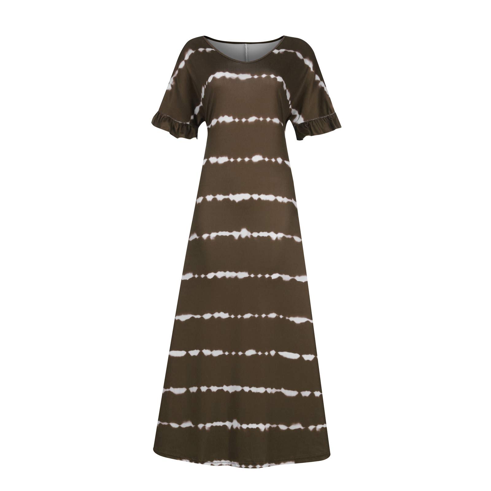 Women's Loose A-Line Stripe Dress with Pockets - Casual Wedding Party Maxi Dress by DB Moon | Perfect for Beach Vacations, Summer Outings & Special Occasions
