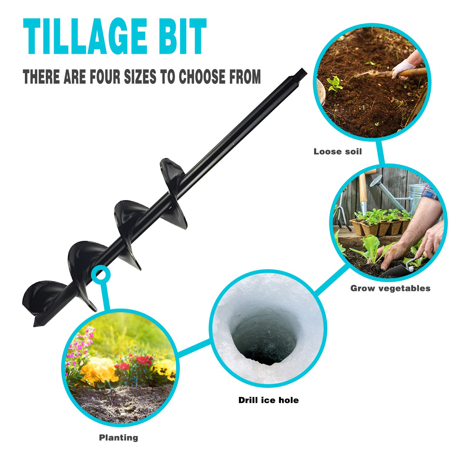 ERYTLLY Bulb Planter Tool - 3 x 17.5 Inch Spiral Auger Garden Digger for Planting Bulbs, Seedlings, Tulips & Weeding - Perfect for Spring Gardening, Flower Beds & Lawn Maintenance