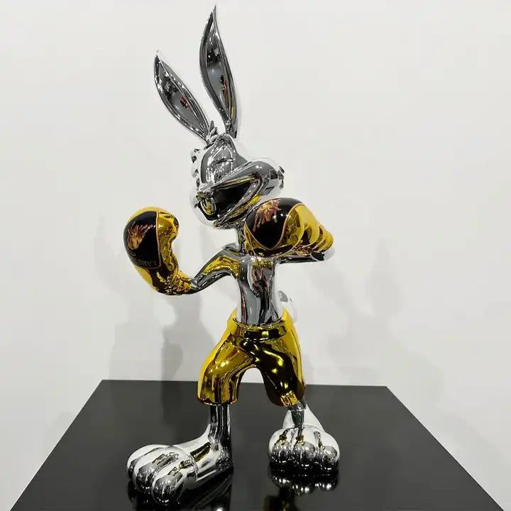 Silver Electroplated Bugs Bunny Collectible Statue - Perfect for Warner Bros Fans, Home Decor, and Gift Giving