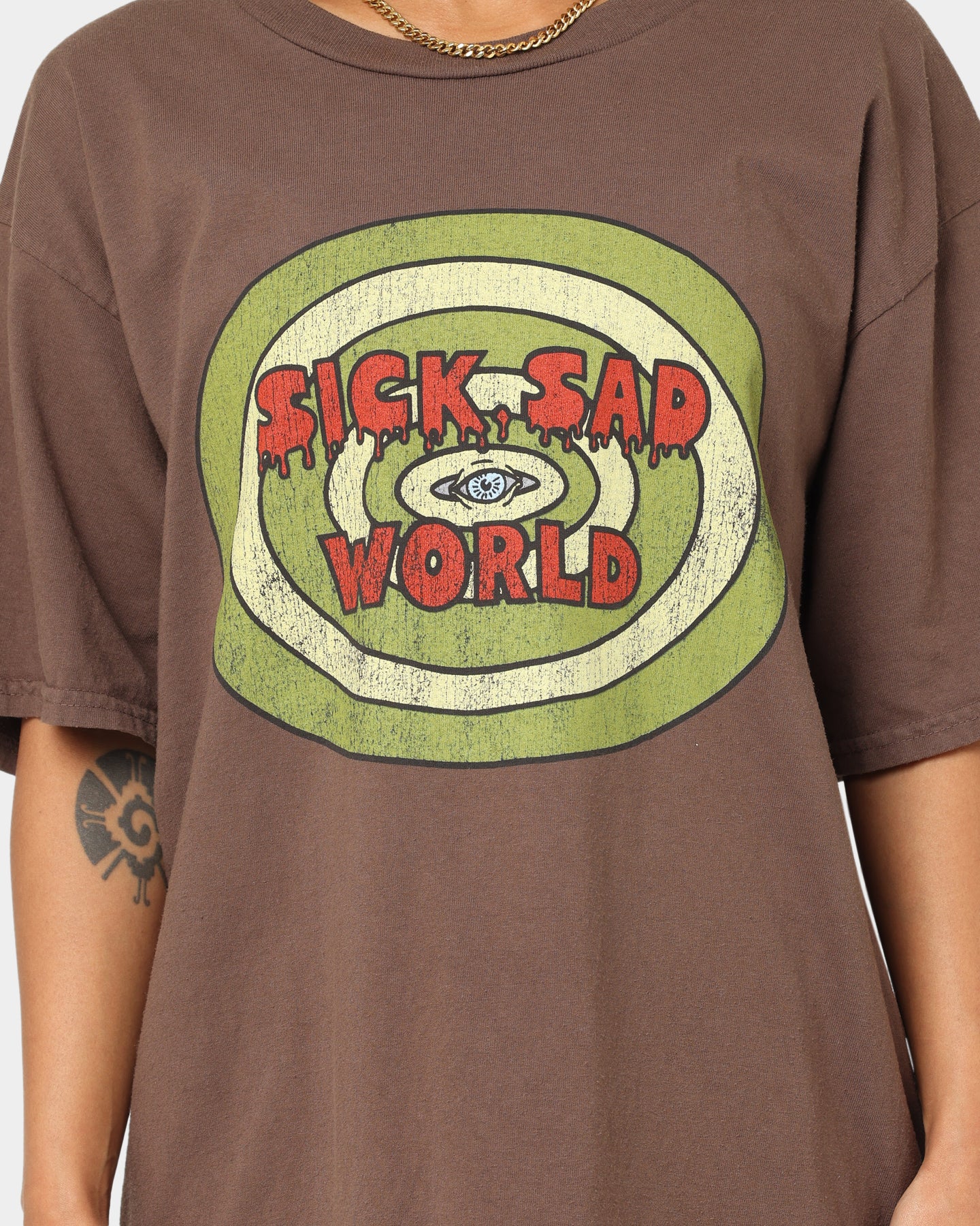 American Thrift X Daria Sick Sad World Graphic T-Shirt - Brown Vintage Cartoon Tee for Casual Wear & 90s Nostalgia Fans