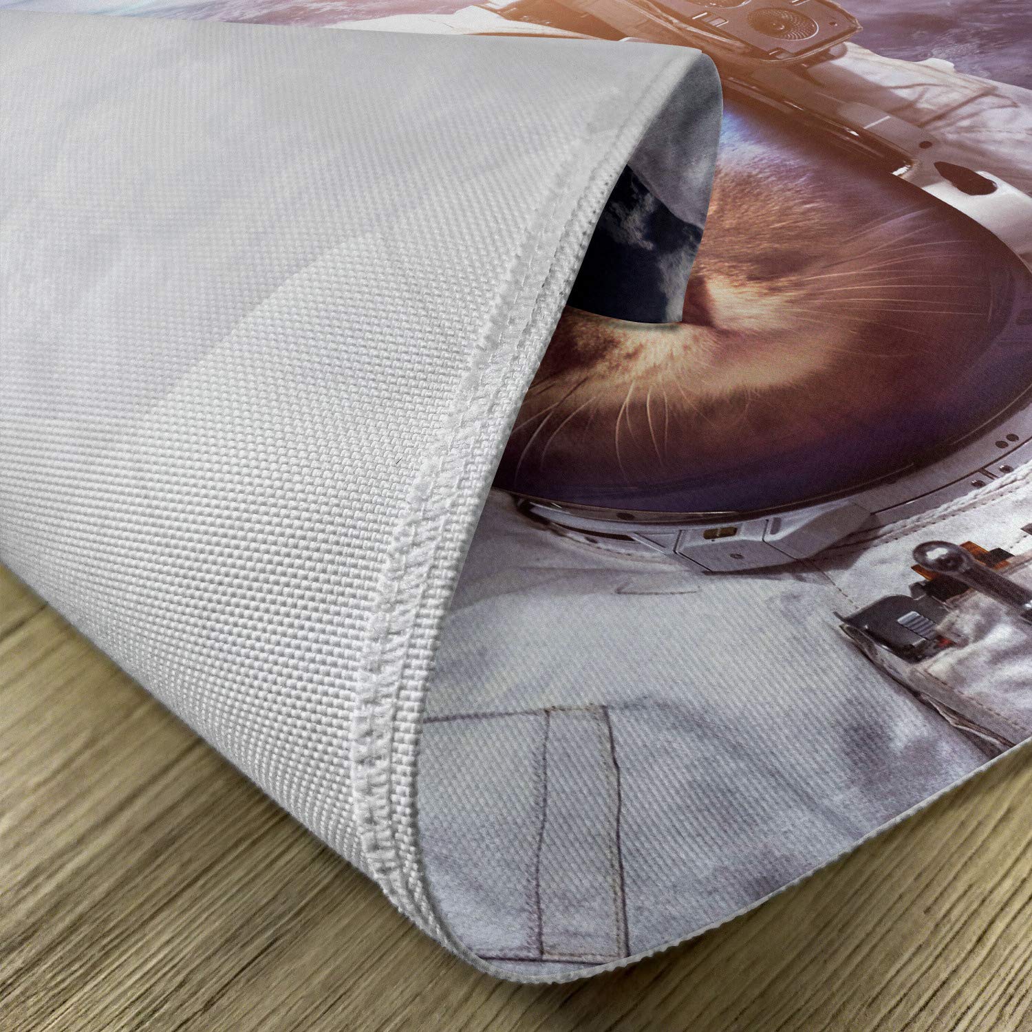 Ambesonne Space Cat Placemats Set of 4 - Astronaut Cat in Suit with Satellite Eclipse Design, Washable Fabric Table Mats for Dining Room & Kitchen Decor (Blue Grey White) - Perfect for Sci-Fi Themed Parties & Space Enthusiast Home Decor