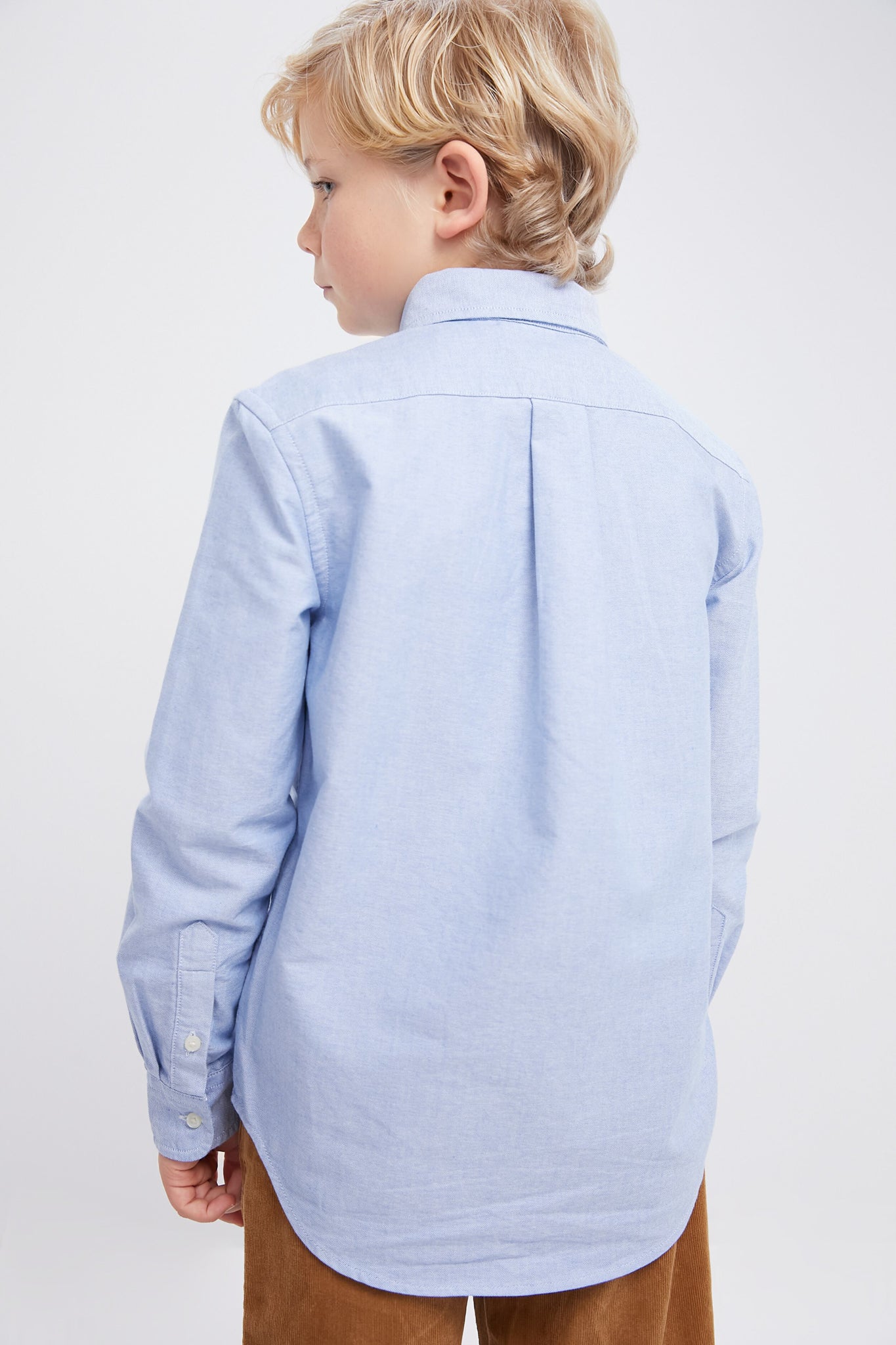 Boys Blue Long Sleeve Oxford Button Down Sport Shirt - Casual School Uniform & Playdate Outfit for Kids