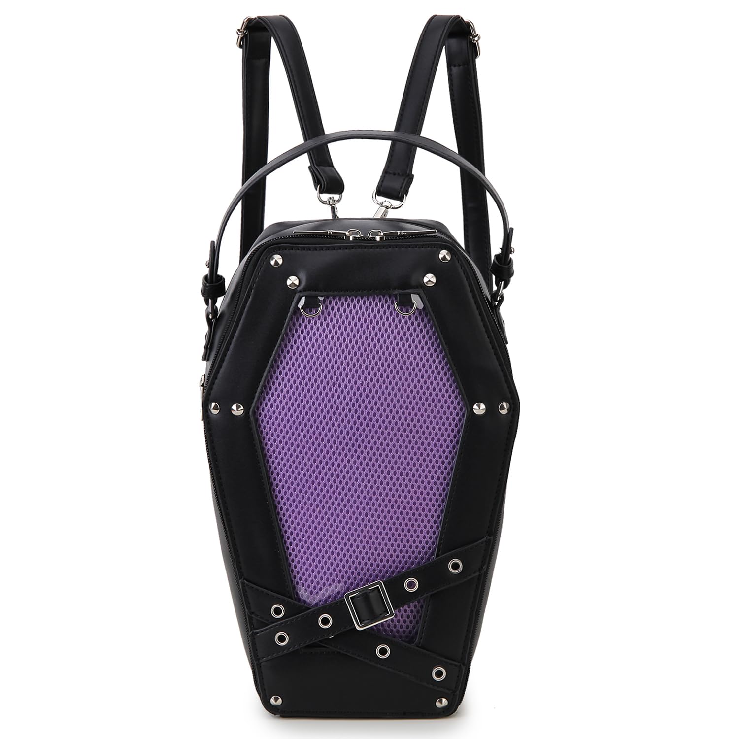 Gothic Coffin Shape Women's Fashion Purse & Handbag - Halloween Shoulder Bag & Backpack for Gothic Lovers | Perfect for Halloween Parties, Cosplay & Dark Aesthetic Outfits