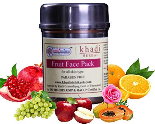 Khadi Rishikesh Herbal Fruit Face Pack for Oily & Acne-Prone Skin - Skin Tightening, Pore Cleansing & Brightening Treatment - Reduces Fine Lines, Scars & Blemishes - 50gm for Men & Women - Perfect for Daily Skincare Routine & Spa-Like Glow at Home