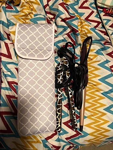 Heat Resistant Neoprene Curling Iron Holder for Women - Waterproof Travel Storage Case for Flat Irons & Curling Wands (Grey Chevron) | Perfect for Salon Stylists & Home Use, Travel Accessories for Hair Tools