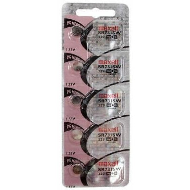 Maxell SR521SW Silver Oxide Watch Battery - 5 Pack - Long Lasting Power for Watches, Calculators & Small Electronics