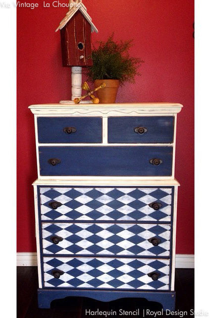 Harlequin Furniture Stencil - Reusable DIY Painting Template for Wood, Metal & Fabric - Perfect for Home Decor, Crafts & Upcycling Projects