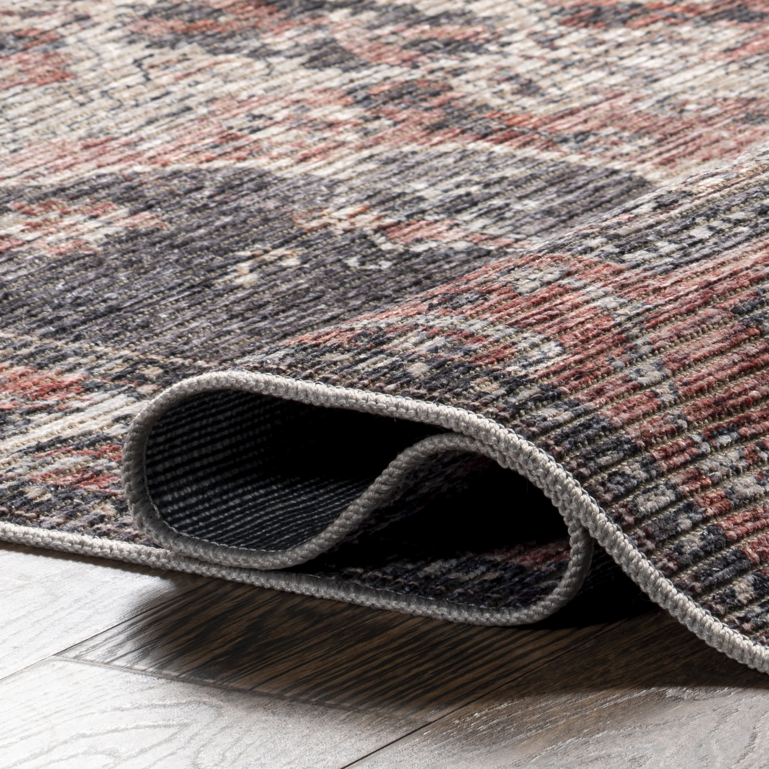 Wild Orchid Washable Rug - Charcoal | Non-Slip Indoor/Outdoor Floor Mat for Living Room, Bedroom, Patio