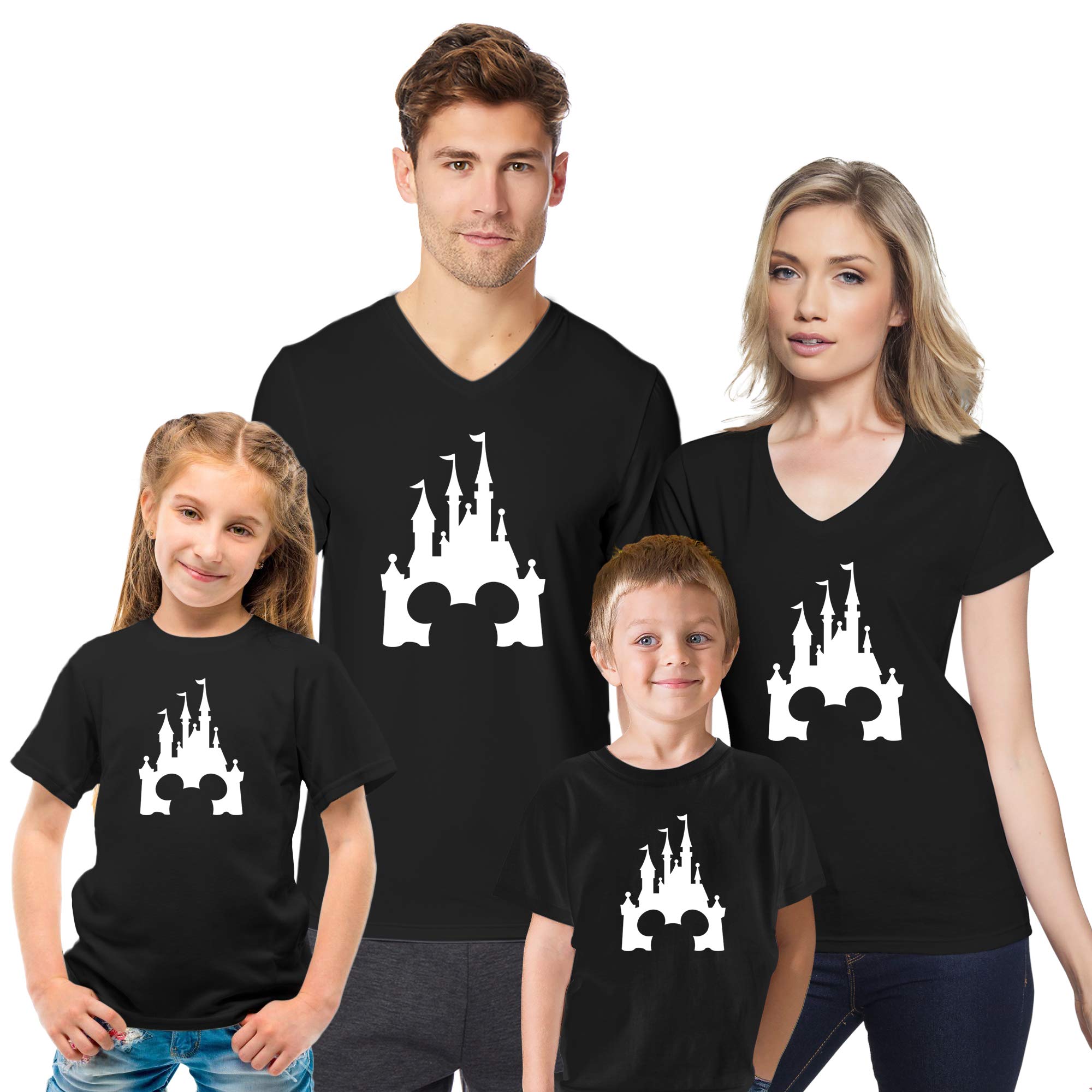 Trendy Matching Family T-Shirts - Mickey & Minnie Mouse V-Neck Shirts for Couples & Kids | Perfect for Disney Vacations, Theme Parks & Family Photos