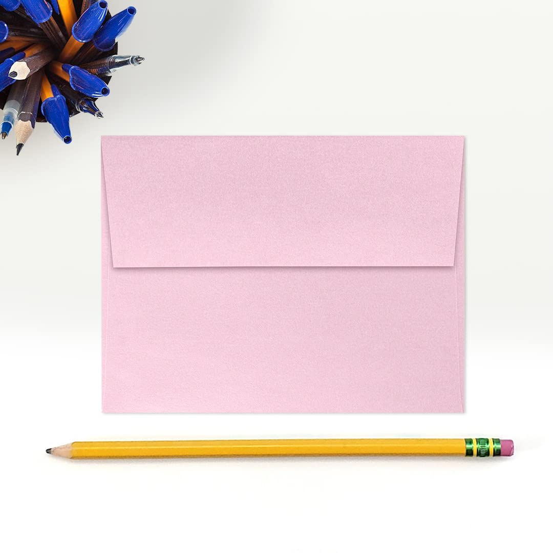 Premium A2 Invitation Envelopes (4 3/8 x 5 3/4 Inches) - 1000 Pack Rose Quartz Pink Metallic Finish for Wedding, Birthday & Special Event Stationery