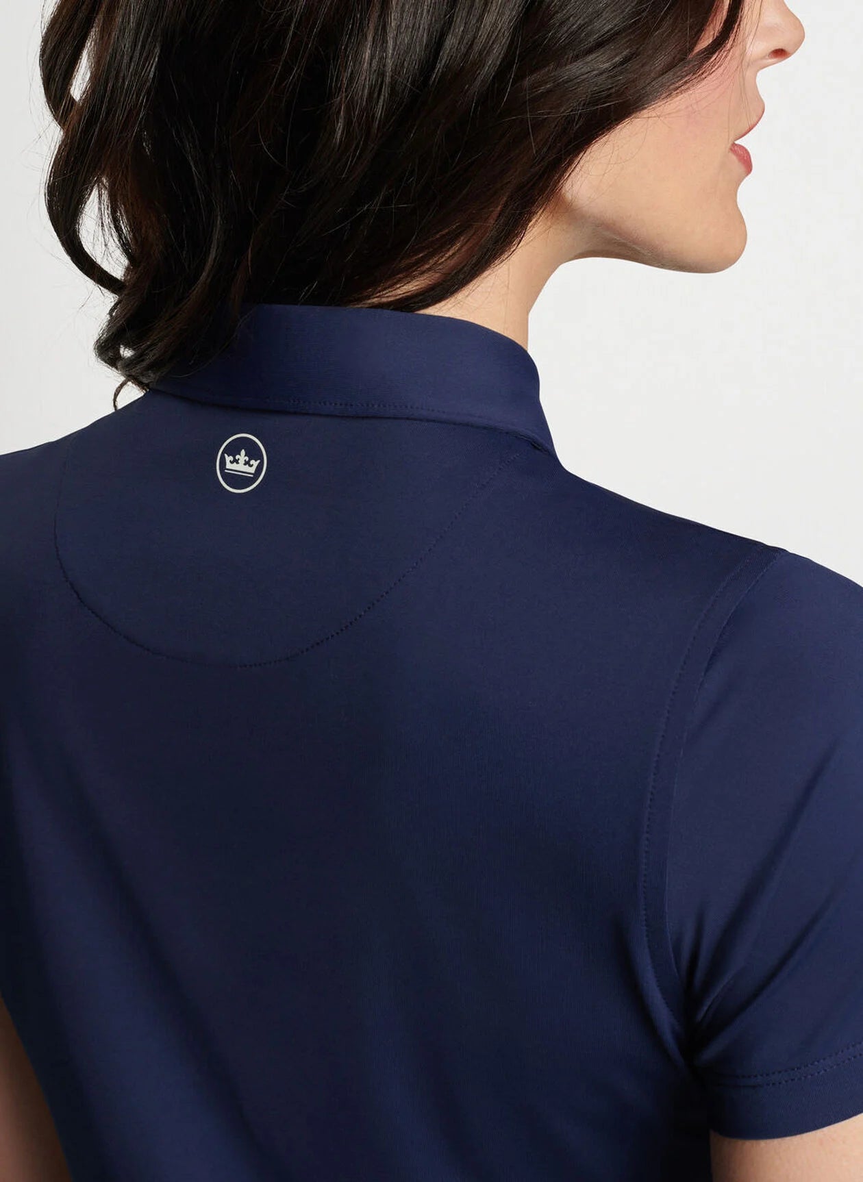 Peter Millar Women's Short Sleeve Polo Shirt - Classic Button Down Collar, Breathable Cotton Blend, Navy Blue - Perfect for Golf, Tennis & Casual Summer Outfits