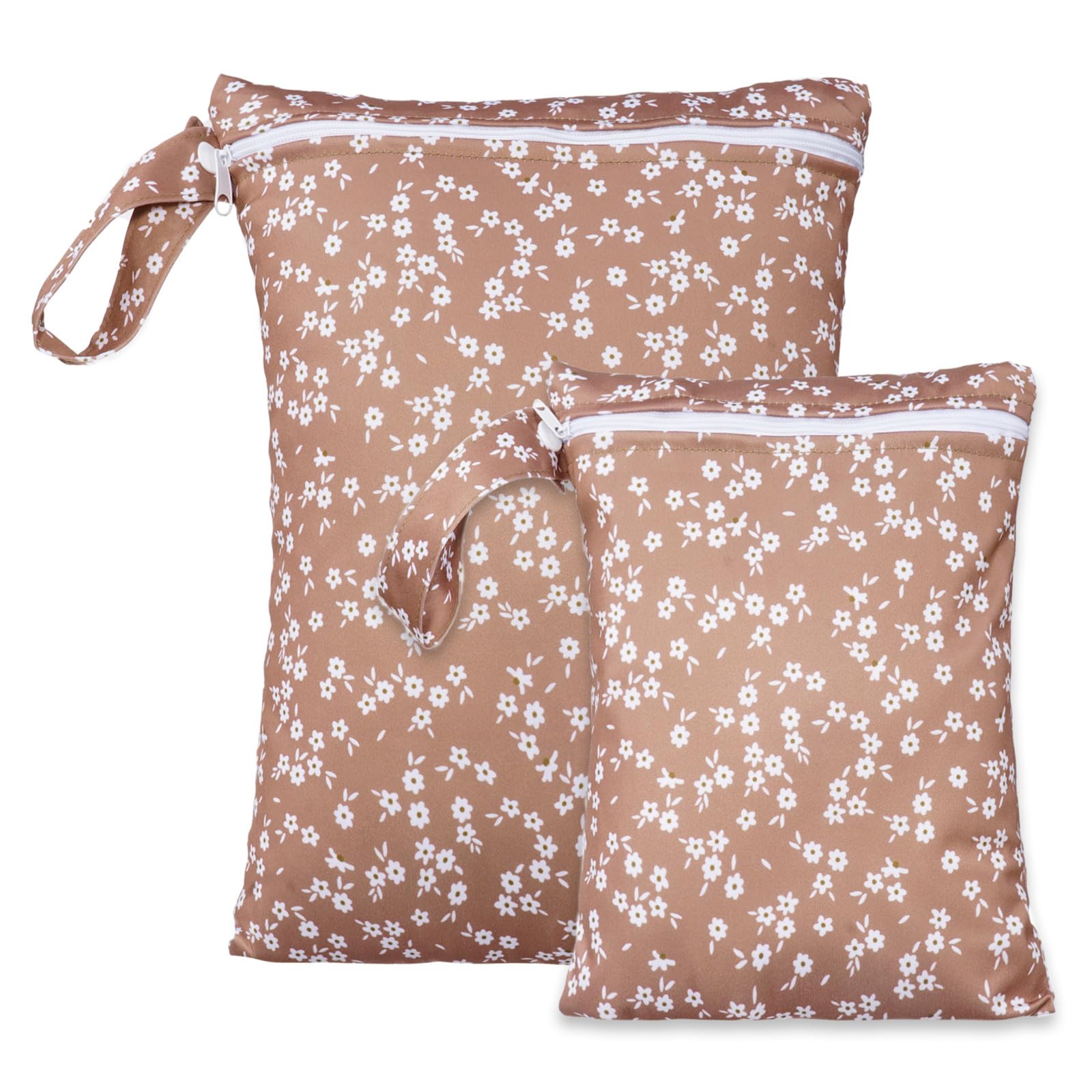 2 Pack Waterproof Wet Bags - Reusable Zippered Storage for Baby Diapers, Breast Pump Parts & Swimwear | Ideal for Travel, Beach, Pool & Gym | Keeps Wet Clothes & Essentials Dry (Set of 2 Sizes)