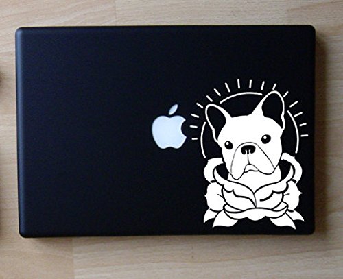 French Bulldog Traditional Tattoo Art Sticker - White Vinyl Decal for Laptop, Phone, Water Bottle | Cute Pet Lover Gift, Office & School Accessories