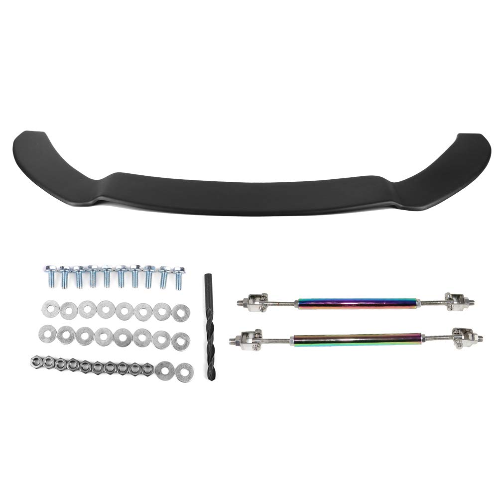 IKON MOTORSPORTS Front Splitter Lip & Rods for 2013-2014 Ford Focus ST | Matte Black Polypropylene Replacement Body Kit | Air Dam Chin Bumper Spoiler | NEO Rods | Enhances Aerodynamics & Street Style