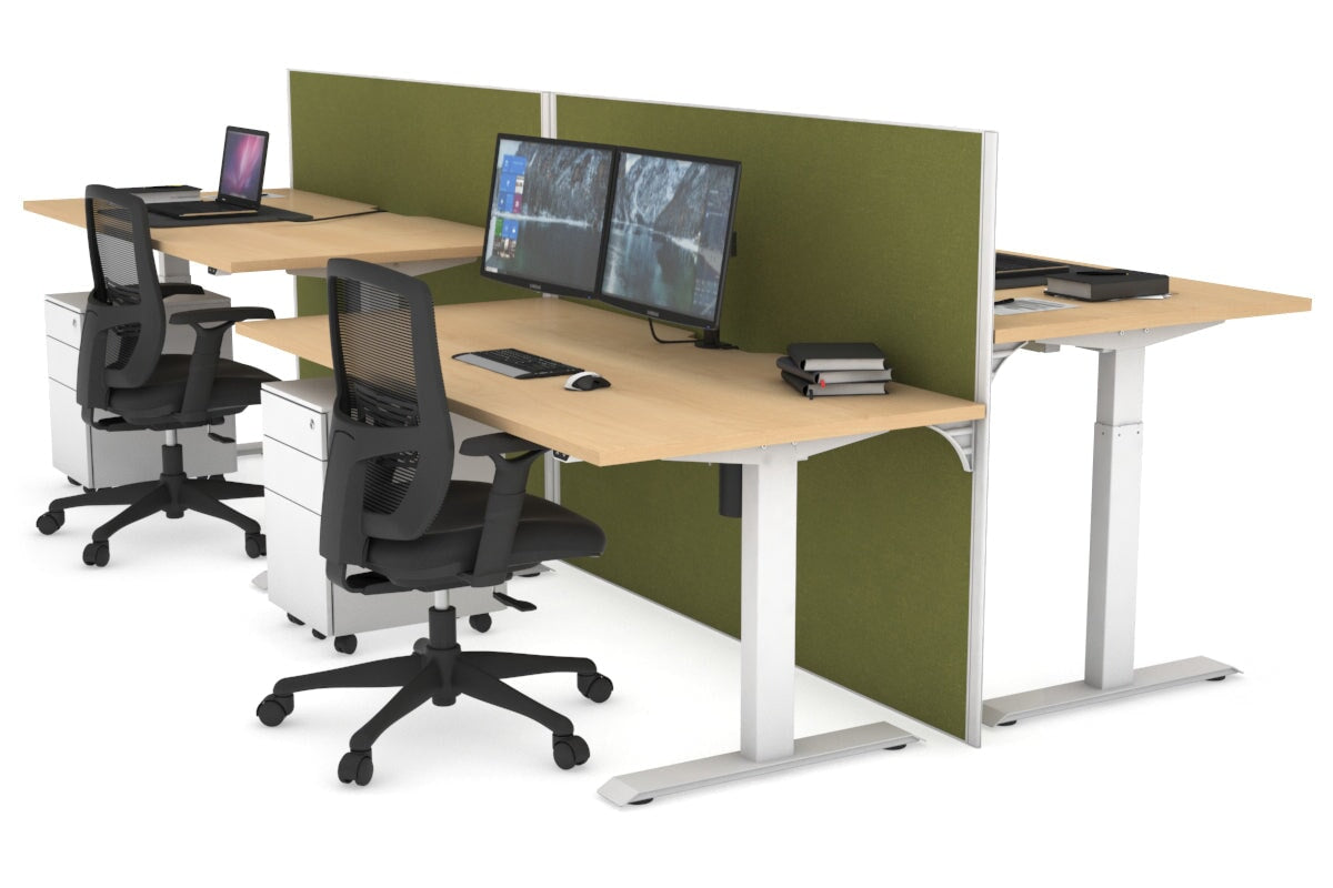 Just Right Height Adjustable 4-Person Workbench | 1400L x 800W Office Desk with Cable Management | Perfect for Team Collaboration & Computer Workstations