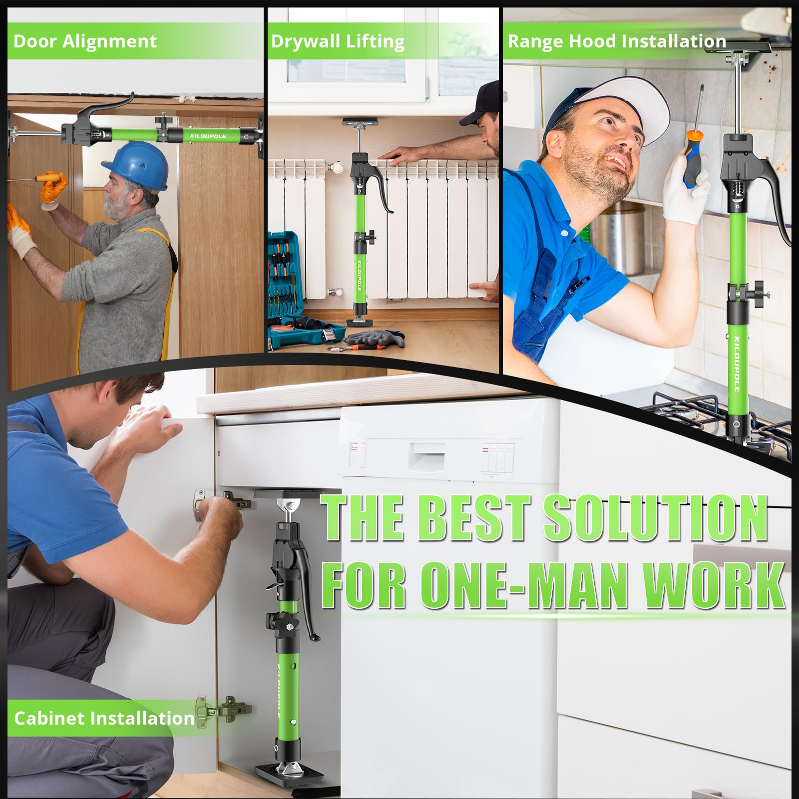 Steel Telescopic Cabinet Jack Support Pole (15.8-23.6 Inches) - Heavy Duty 200 LB Capacity Quick Support Rod - 2-Pack for Drywall Installation, Cargo Securing & Third Hand Tool Support - Perfect for Home Renovation, Construction & Moving Assistance