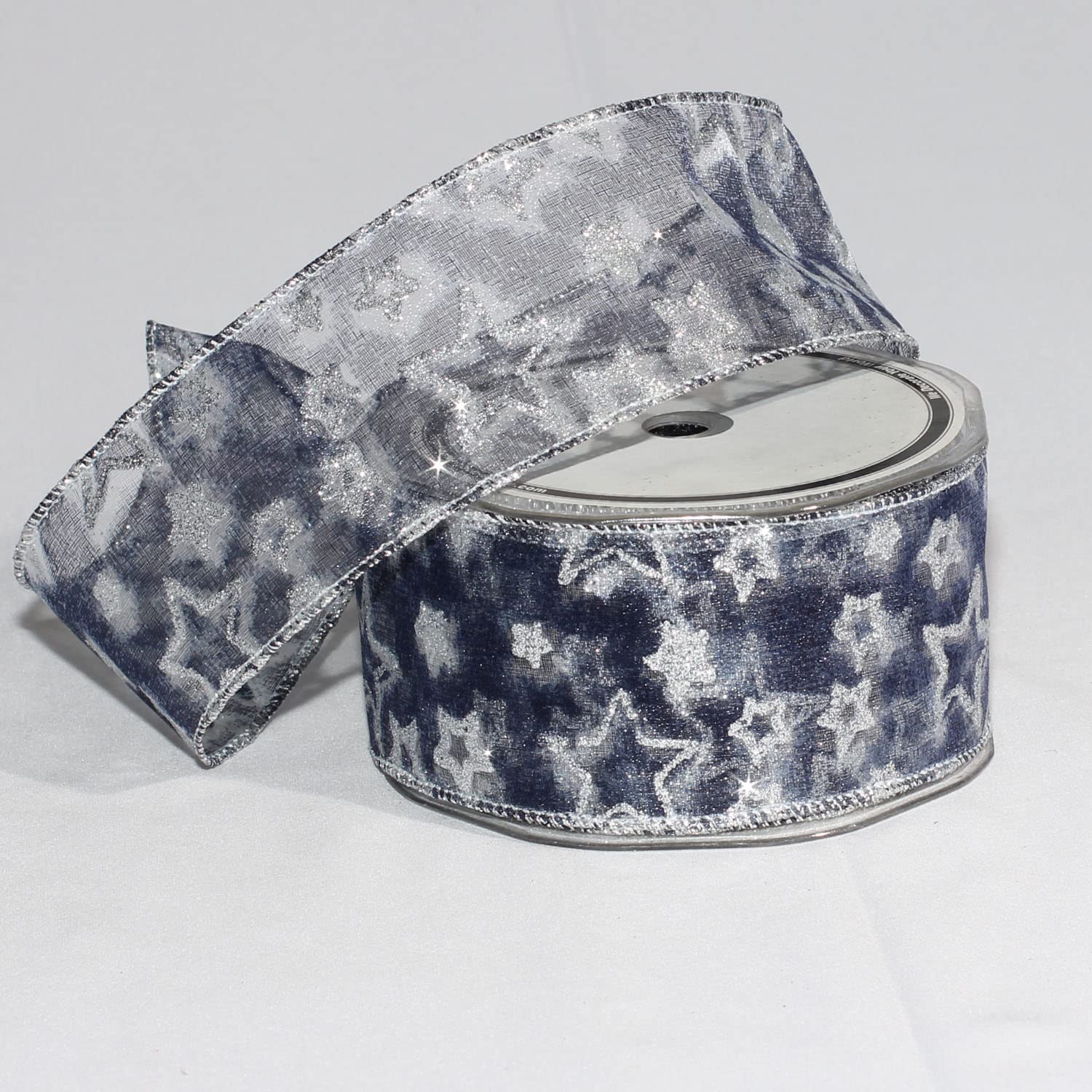 Sheer Blue 'Star Dreams' Wired Craft Ribbon - 2 Inch x 20 Yards - Perfect for Gift Wrapping, DIY Decorations, and Party Favors