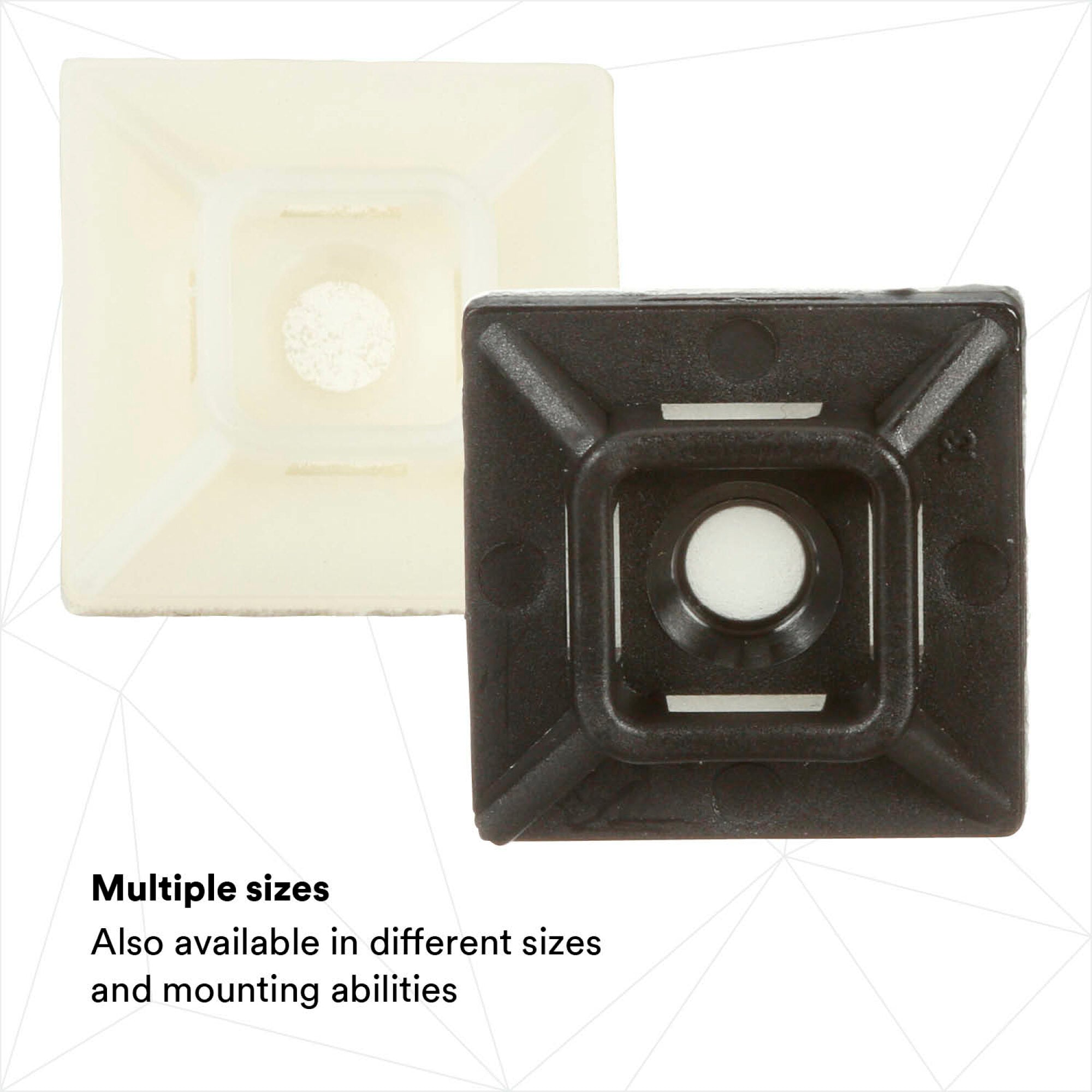 3M CTB75X75BKA C 4-Way Adhesive Cable Tie Mounting Base - Heavy Duty Organizer for Wires, Cords & Cables - Ideal for Home, Office & Workshop Cable Management