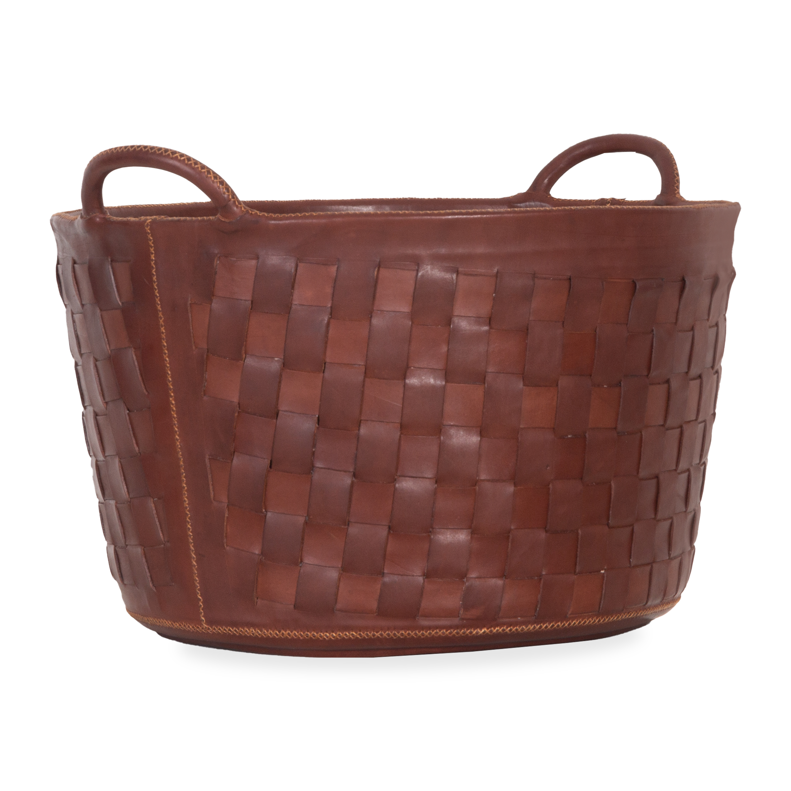 Handwoven Leather Storage Basket - Natural Braided Design for Home Decor, Organizing Blankets, Toys & More | Perfect for Living Room, Bedroom & Nursery