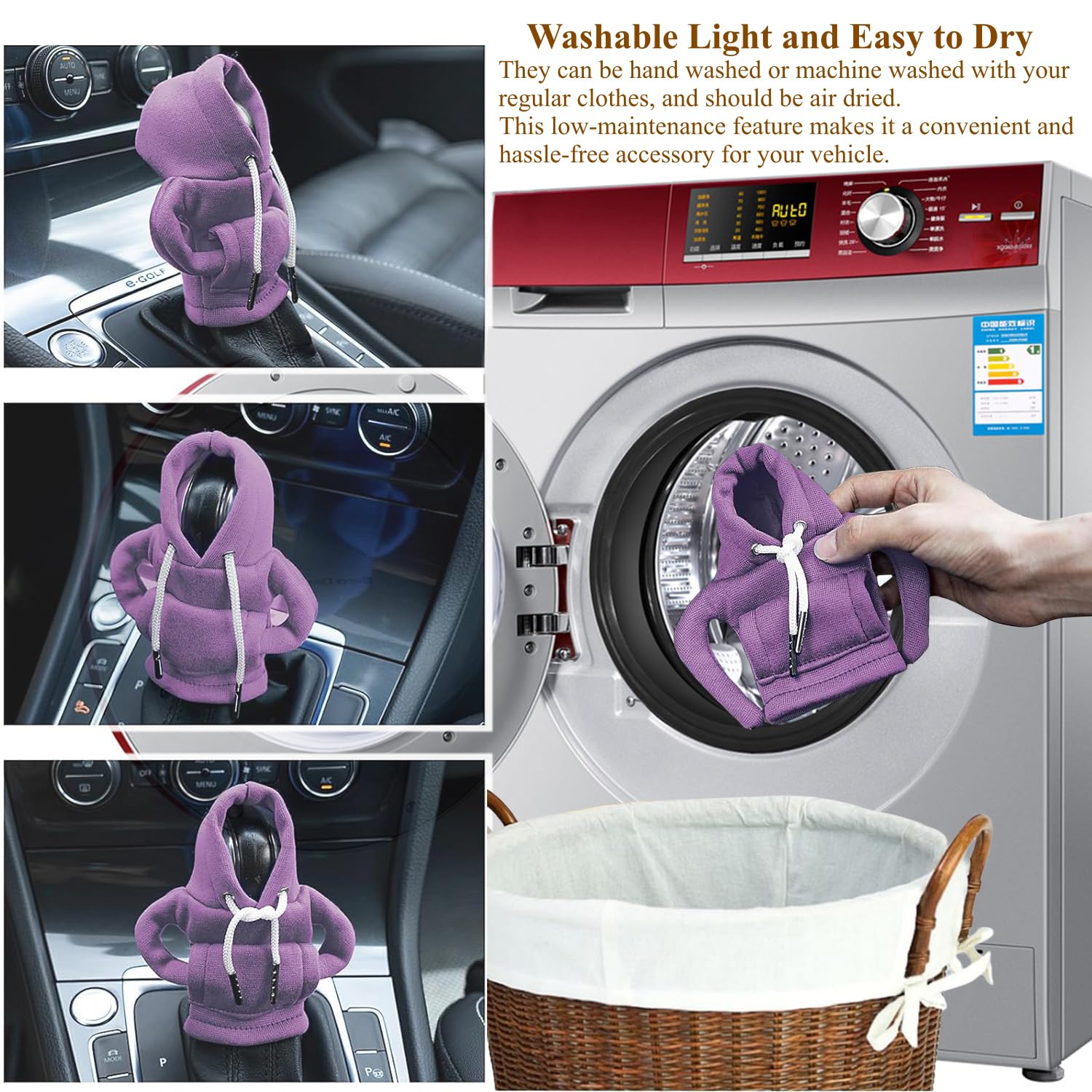 Universal Car Gear Shift Hoodie - Cute Mini Hoodie Cover for Auto Shifter Knob | Fun Car Accessories & Interior Gadgets | Perfect for Customizing Your Vehicle or Gift for Car Enthusiasts