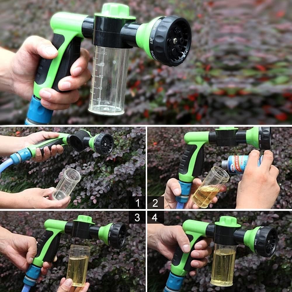 Kamirola 8-in-1 High Pressure Car Wash Foam Gun with Soap Sprayer - Garden Hose Nozzle & Foam Cannon for Lawn, Patio, Pet Bathing & Auto Detailing | Perfect for Home, Garage & Professional Car Wash Use