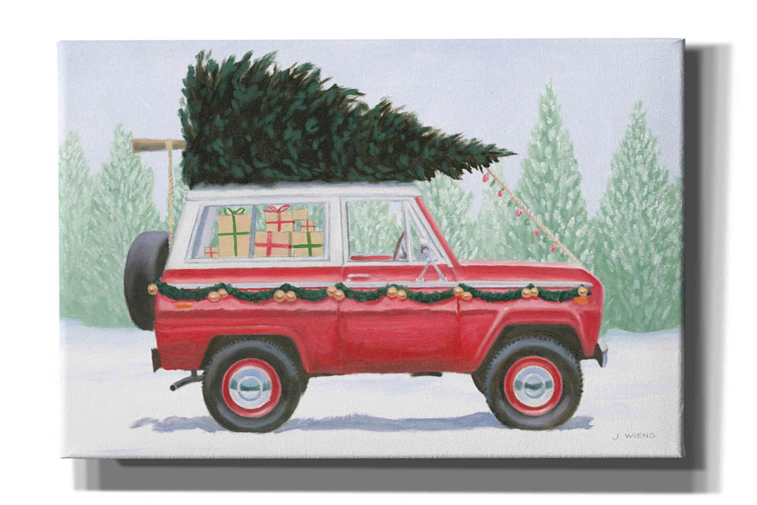 James Wiens 'Christmas Farm III' Canvas Wall Art - 18x12 Inch Holiday Graffiti Painting - Perfect for Living Room, Bedroom & Christmas Decor