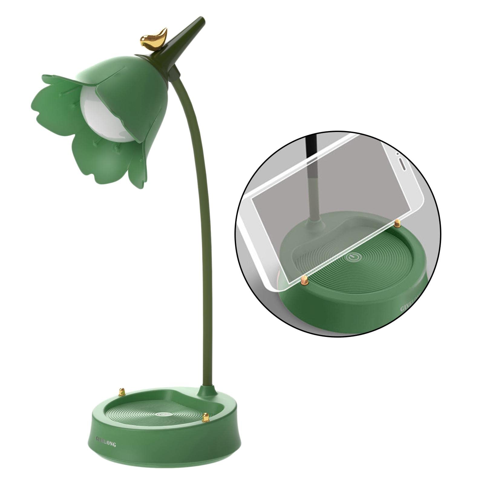 Dolity Adjustable LED Desk Lamp with Eye Protection - Flexible Gooseneck for Bedside, Office & Reading - Green Light for Home & Study Use