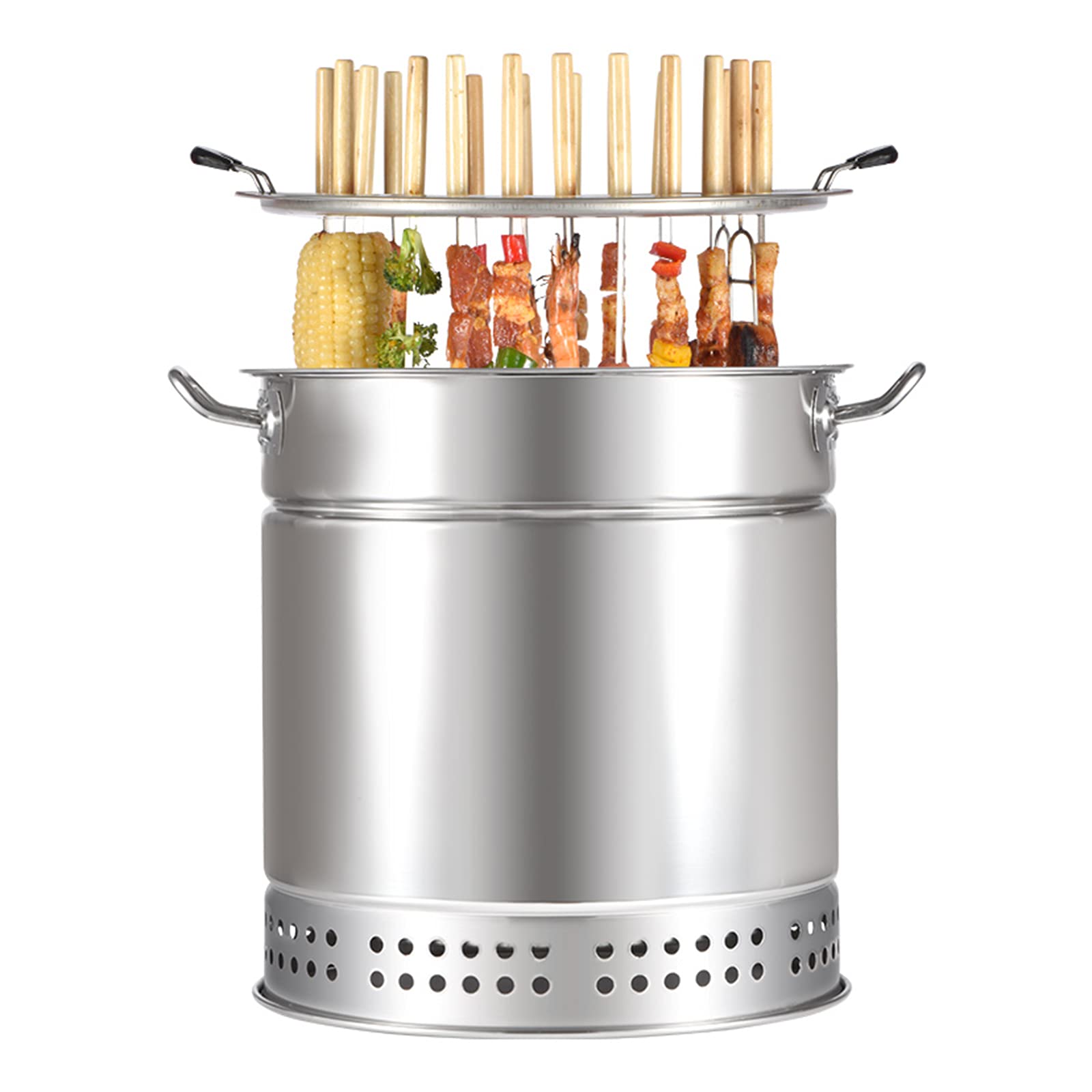 AIZYR Stainless Steel Charcoal Grill - Portable Smokeless BBQ Grill with Accessories Kit for Outdoor Cooking, Camping, Picnics & Backyard Parties (35x40cm) - Perfect for Tailgating, Beach Trips & Family Gatherings