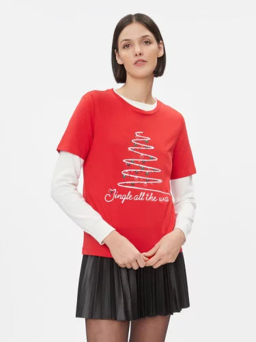Jingle All The Way Christmas T-Shirt - Festive Red Holiday Graphic Tee for Family Gatherings & Ugly Sweater Parties