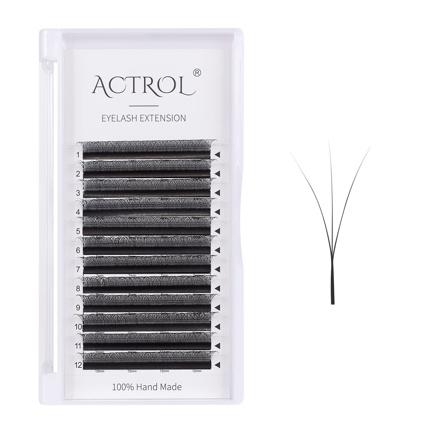 3D Volume W Eyelash Extensions - 0.07D Curl 12mm Easy Fan W-Shaped Premade Clusters (Black) for Dramatic Eye Makeup & Special Occasions