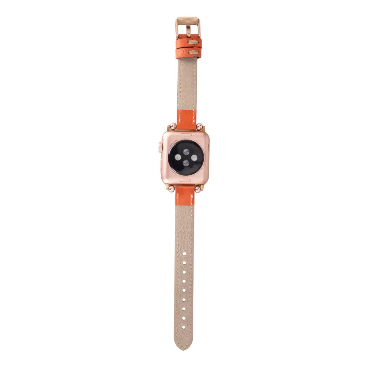 Vintage Orange Leather Ultra Slim Apple Watch Band - Stylish & Durable Replacement Strap for Workouts, Office & Everyday Wear