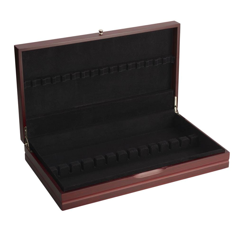 Dark Walnut Wooden Flatware Storage Box - Elegant Silverware Organizer for Dining Table, Kitchen, or Buffet - Perfect for Utensil Storage and Display