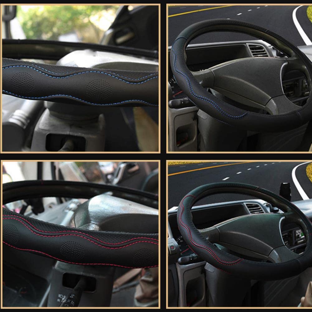 Premium GM Truck PU Leather Embossed Steering Wheel Cover - Universal Fit (36CM/38CM/40CM/42CM/45CM/47CM/50CM) - Non-Slip Grip & Heat Protection for Pickup Trucks & SUVs - Ideal for Road Trips & Off-Road Adventures